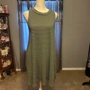 Hayden Olive and White Strapless Dress